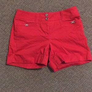 Red high waisted shorts